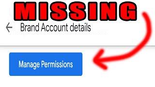 Can't Add or Remove Managers on YouTube - Manage Permissions Button Missing SOLUTION in Description