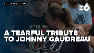 Community comes together in tearful tribute to Blue Jackets star Johnny Gaudreau