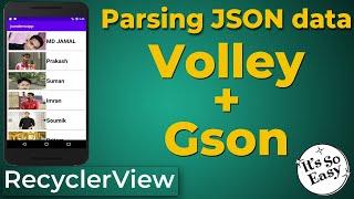 Parse Json Using Volley |  Android Volley Library Tutoria l  recyclerview + json parsing