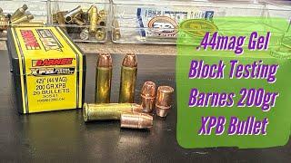 .44mag Ballistic Gel Block Testing, Barnes 200gr XPB Bullets, 4 Barrel Lengths, .44magnum, .44spl