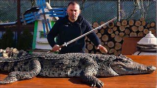 CROCODILE on the GRILL. Shish kebab from Crocodile | GEORGY KAVKAZ