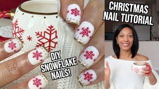 CHRISTMAS NAIL ART TUTORIAL 2024 , snowflake chrome nail art design , how to do Christmas nails