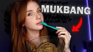 ASMR Mukbang | Thai Green Curry Fried Noodles | Eating sounds close to mic ️