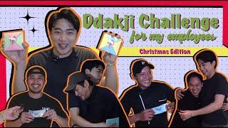 Surprise Ddakji Challenge for my Employees (Christmas Edition) | Ryan Bang