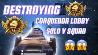 DESTROYING CONQUEROR LOBBY SOLO V SQUAD | PUBG MOBILE | BGMI  | ZeeNoo Gaming