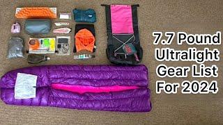 Ultralight Gear List for 2024: 7.7 Pounds