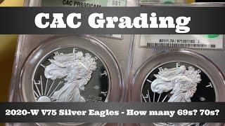 CAC Grading (CACG) Open Box Grade Results - 2020-W V75 Proof Silver Eagles - How Many 69s? 70s?