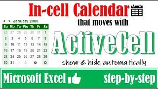 In cell calendar (date picker) that moves with active cell in Excel #datepicker