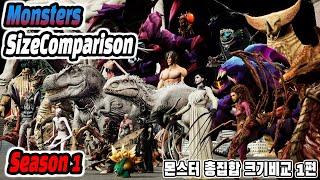 Monsters SizeComaprison Seasson01(몬스터 크기비교 총집합 1편)(feat. AttackOnTitan, LeagueOfLegends, biohazard8)
