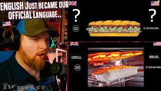 American Reacts to AMERICAN vs BRITISH English *50 DIFFERENCES