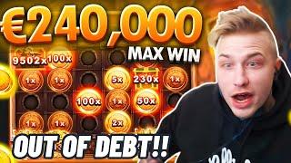 Casino Streamer Wins His Way Out Of Debt! €240,000 Max Win On Fire In The Hole! (60,000x)!