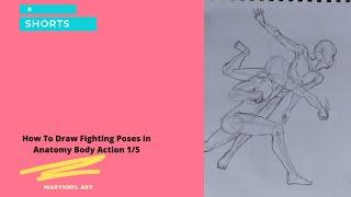 How To Draw Fighting Poses In Basic Anatomy Body Action 1/5 #shorts