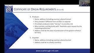 USMCA Certificate of origin requirements