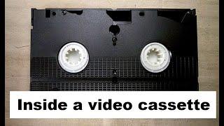 Inside a VHS cassette