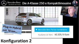 Mercedes A-Klasse Plugin-Hybrid: meine Konfiguration mit Paketen (unten rechts)