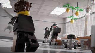 Three Lego Minifigures Brawl In A Office - Lego Blender Animation