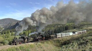 Argentina, La Trochita, double-headed steam train from Esquel