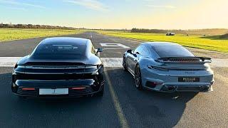 DRAG RACE! PORSCHE TAYCAN TURBO GT VS PORSCHE 992 TURBO S!