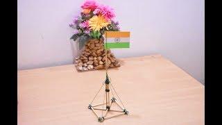 Art and Craft Idea | How to Make Stick Craft Miniature Flag Pole Model | Showpiece