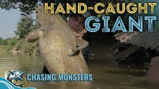 Tricky Catfish NOODLING! - Chasing Monsters - Fishing Show