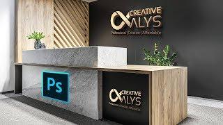 Photoshop | Create Professional Reception 3D Wall Logo Mockup