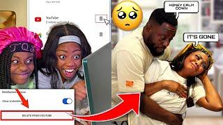 I DELETED OUR YOUTUBE CHANNEL AT 1 MILLION PRANK *SHE CRIED!!*