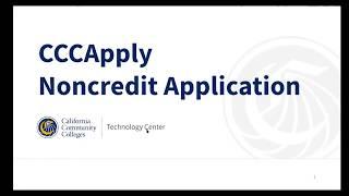 CCCApply Noncredit Application Demo