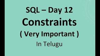 SQL Day 12: Constraints