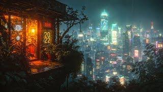 A Cyberpunk Sanctum high Above Night City With Cyberpunk Ambient Background Music