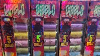 Neon Diablo 5 inch canister shells firework by black cat