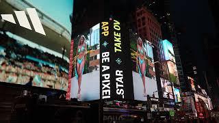 mesmerizing Luana model fashion times Square Billboard publication campaign activation tsx takeover