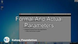 Formal And Actual Parameters, Computer Science Lecture | Sabaq.pk