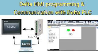 Delta HMI programming & Communication with  Delta PLC | DOP 103BQ HMI | DVP 14 ss plc
