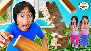 Giant Jenga Tower Challenge with Ryan's World!