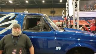 Neill Barber shatters window in dB Drag Racing Finals