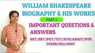 William Shakespeare (PART-1) Life and works FOR UGC NET ENGLISH,DSSB,SET ENGLISH,TGT,PGT ENGLISH