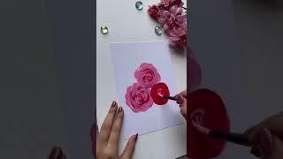 Easy Rose Flower Painting #shorts #youtubeshorts #acrylicpainting