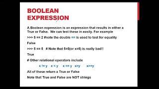 BOOLEAN EXPRESSIONS IN PYTHON