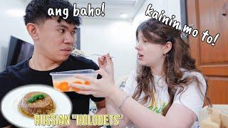 I FORCED MY FILIPINO HUSBAND TO TRY RUSSIAN JELLY MEAT! AUTHENTIC RUSSIAN FOODS IN MANILA!