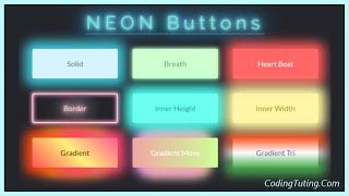 Create Neon Buttons Pure CSS, Create Glowing Button Effect | Glowing Animation | CodingTuting.Com