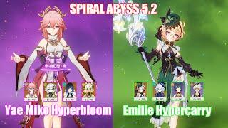 C0 Yae Miko Hyperbloom & C0 Emilie Hypercarry | Spiral Abyss 5.2 | Genshin Impact