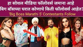 बिग बॉसच्या घरात कोणाचे किती फॉलोवर्स आहेत? पहा हा व्हिडीओ | 'Big Boss Marathi 5' Contestants Follow