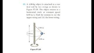 4.00-kg object is attached to a vertical rod by two strings . . . | Object on rod Rotational Motion