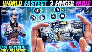 TOP 7 BEST 3 FINGER CUSTOM HUD FREE FIRE (MOVMENT+HEADSHOT) BEST 3 FINGER CUSTOM HUD IN FF 2024 