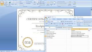 certificate creation in MS Word using Excel sheet