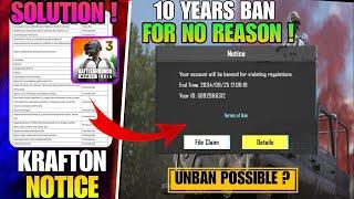 URGENT NOTICE  BGMI 10 YEARS BAN GLITCH SOLUTION | BGMI 3.5 MB UPDATE GLITCH | UNBAN POSSIBLE ?