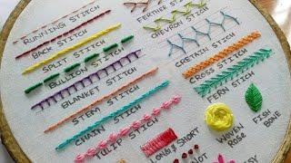 20 Basic Hand Embroidery Stitches Sampler for Absolute Beginners