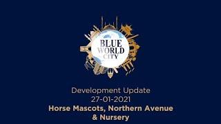 Blue World City Development of Northern Avenue | Horse Mascot | Nursery | Transparent Properties.