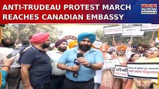 Anti-Trudeau Protest March In New Delhi Reaches Canadian Embassy Following Attacks On Hindus