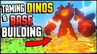 TAMING DINOSAURS, BASE BUILDING & SURVIVING IN THIS AWESOME SURVIVAL GAME! (PixArk Gameplay Part 3)